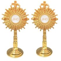 Kit 2 Mini Ostensorio Santissimo JHS Eucaristia Para Casa M2