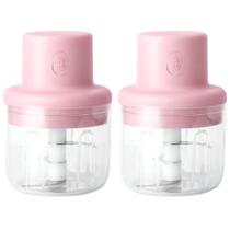 Kit 2 Mini Processador de Alimentos Elétrico Recarregável 250ml 3 Lâminas Pequeno Moderno Triturador Picador Portátil Cozinha Alho Cebola Almoço