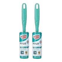 Kit 2 Mini Rolinho Flash Limp Adesivo Elimine Pelos Sujeiras Cabelos Fiapos Pó Bolinhas Roupas Toalha Tapete Sofá Estofado Carro Tecido Geral