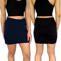 Kit 2 Mini Saias Femininas Justas Cós Lisas Cores Sortidas Suplex Pp ao Plus Size