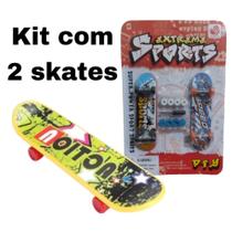 Kit 2 Mini Skate de Dedo Fingerboard Menino Shape Desenhos Diversos