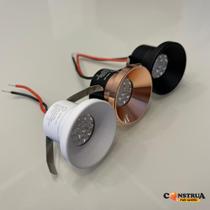 Kit 2 Mini Spot Embutir Recuado Cobre 3cm Led 3w 3000k Bivolt Cobre Branco e Preto