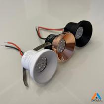 Kit 2 Mini Spot Embutir Recuado Cobre 3cm Led 3w 3000k Bivolt Cor Cobre Branco e Preto