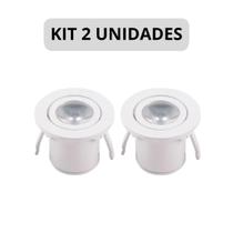 KIT 2 Mini Spot LED 1W Móvel Redondo Direcionável Branco 3000K Bivolt