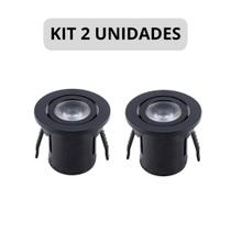 KIT 2 Mini Spot LED 1W Móvel Redondo Direcionável Preto 3000K Bivolt