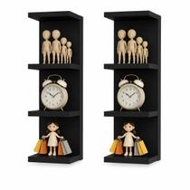 Kit 2 Mini Torre Parede Vertical Prateleira Nicho Estante Escritório Multiuso Mdf Preto ALBERGONI Kit 2 Mini Torre Parede Vertical Prateleira Nicho Estante Escritório Multiuso Mdf Preto ALBERGONI