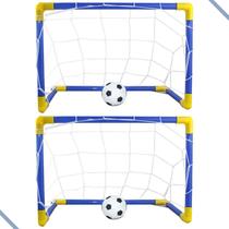 KIT 2 Mini Trave de Futebol Infantil Mini Gol Goleira de Plástico C/ Bola E Bomba