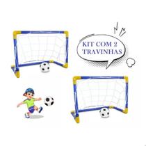 Kit 2 mini traves golzinhos de futebol infantil rede e bolas