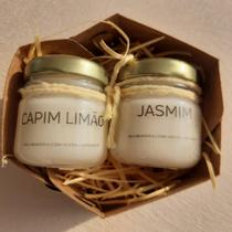 Kit 2 Mini Vela Aromática Perfumada Capim Limão e Jasmim 40g