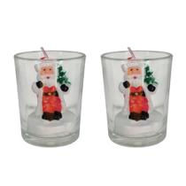 Kit 2 Mini Vela de Natal Castiçal Decorativo com Bonecos