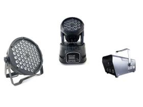 Kit 2 mini wash 18x3w 4 par led slim 60x3w rgbwa maquina de fumaça 700w