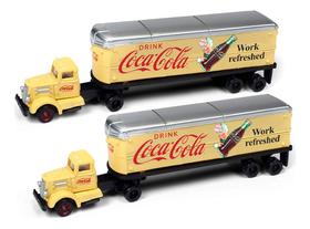 Kit 2 Miniaturas Caminhão Coca Cola Mini Metals 1/160 51177