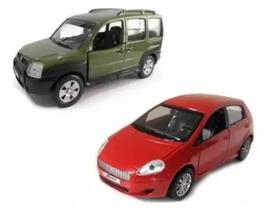 Kit 2 miniaturas de carros fiat punto e doblo