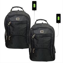 Kit 2 Mochila Bolsa Reforçada Notebook Cabo De Aço preta basica