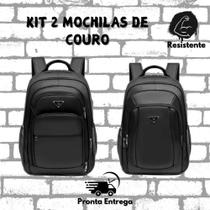 Kit 2 Mochila De Couro Grande Resistente Reforçada Trabalho Faculdade Kit 2 Mochila De Couro Grande Resistente Reforçada Trabalho Faculdade