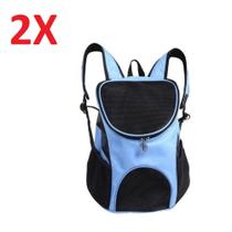 Kit 2 mochila para transporte de pet cachorro gato azul pratica