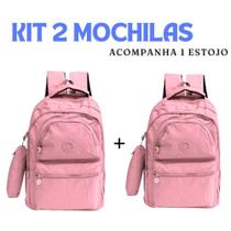 Kit 2 Mochilas Bolsa Escolar Adolescente Feminina Reforçada Faculdade Impermeável Grande