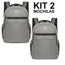 Kit 2 Mochilas Bolsa Viagem Mala Faculdade Resistente Masculina Feminina Multifuncional - Cores