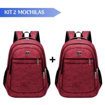 Kit 2 Mochilas Bolsa Viagem Resistente Coreana Masculina Feminina - Cores