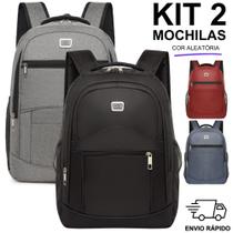 Kit 2 Mochilas Bolsa Viagem Resistente Coreana Premium Escolar Masculina Feminina Faculdade - Cores