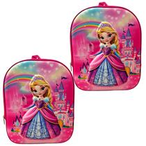 kit 2 mochilas de costa infantil 3d alto relevo creche escola pequena boneca princesa carro para menina menino escolha a sua