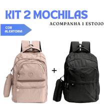 Kit 2 Mochilas Escolar Feminina Reforçada Impermeável Nylon Faculdade Estilosa