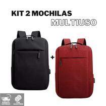 Kit 2 Mochilas Masculina Para Notebook 15.6 Resistente 18L Com Entrada de Fone de ouvido e USB
