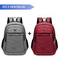 Kit 2 Mochilas Reforçada Escolar Viagem Faculdade Prática Estilosa - Cores
