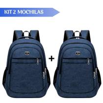 Kit 2 Mochilas Reforçada Escolar Viagem Faculdade Prática Estilosa - Cores