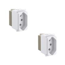 Kit 2 Mód Tomada 2P+T 10A Branco Borne Parafuso Zeffia Pial