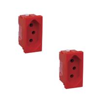Kit 2 Mod Tomada 2P+T 20A-250V 680161 Vermelho Zeffia Pial Kit 2 Mod Tomada 2P+T 20A-250V 680161 Vermelho Zeffia Pial