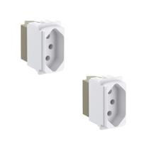 Kit 2 Mód Tomada 2P+T 20A Branco Borne Parafuso Zeffia Pial