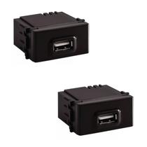 Kit 2 Módulo Para Tomada Usb Bivolt Tramontina 1,5 A Preto Liz