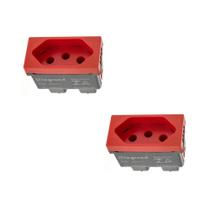 Kit 2 Modulo Tomada 20A Vermelho Borne Parafuso Pial Plus+ Kit 2 Modulo Tomada 20A Vermelho Borne Parafuso Pial Plus+