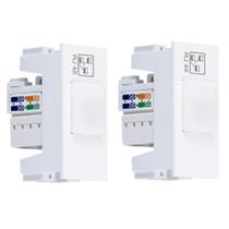 Kit 2 Módulo Tomada RJ45 8 Vias Rede Informática