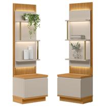 Kit 2 Módulos Laterais Ripado LED 2 Pts 6 Prateleiras Paulina