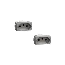 Kit 2 Modulos Tomada 20A Cor Alumínio Miluz S3B70352 Schneider Kit 2 Modulos Tomada 20A Cor Alumínio Miluz S3B70352 Schneider