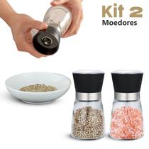 Kit 2 Moedor De Especiarias Temperos Sal E Pimenta Em Vidro - Inox Cerâmica - UNYHOME