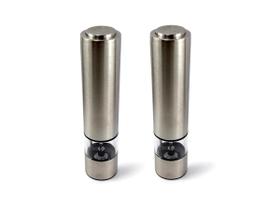 Kit 2 Moedor De Sal Pimentas Temperos Especiarias Elétrico Portátil Em Aço Inox Com Luz Led