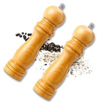 Kit 2 Moedor Manual de Pimenta e Sal Condimentos Temperos Grãos Com Ajuste MDF 21cm Uny Home