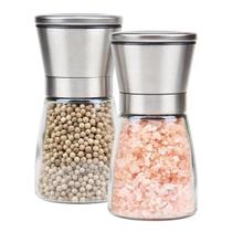 Kit 2 Moedores De Pimenta Especiarias Tempero Sal Triturador Manual Inox Yab