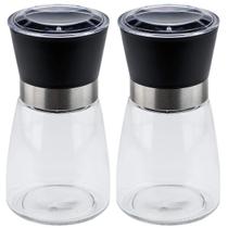 Kit 2 Moedores de Temperos 170ml Lyor em Vidro com Moinhos de Cerâmica e Tampas Pretas Kit 2 Moedores de Temperos 170ml Lyor em Vidro com Moinhos de Cerâmica e Tampas Pretas