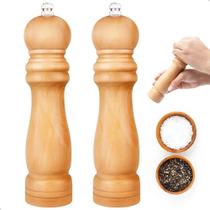 Kit 2 Moedores Em Madeira Para Sal Pimenta Temperos - Manual