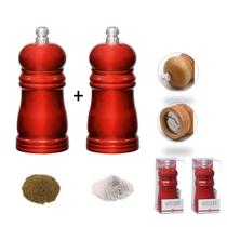 Kit 2 Moedores Madeira Vermelho Sal Pimenta Cozinha 10 CM