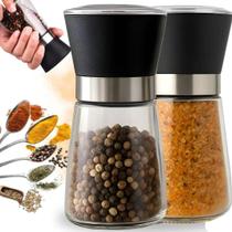 Kit 2 Moedores Profissional Pimenta Reino Sal Grosso Em Inox Aço Inox
