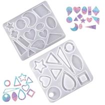 Kit 2 Moldes De Silicone Para Resinas Brincos Colar Brinco Pingente 01 e 05