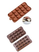 Kit 2 Moldes Silicone Chocolate Bombom Coraçao Coraçoes