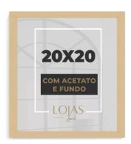 KIt 2 Moldura Quadro 20x20cm Com Acetato Poste Certificado fotos Imagem - Madeira Clara
