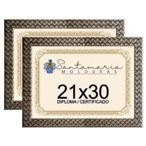 Kit 2 Molduras Diploma A4 21x30 3cm Relevo Prateado Kit 2 Molduras Diploma A4 21x30 3cm Relevo Prateado