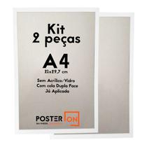 Kit 2 Molduras ISO A4 21x29,7cm Sem acrílico PS - Cola Dupla Face